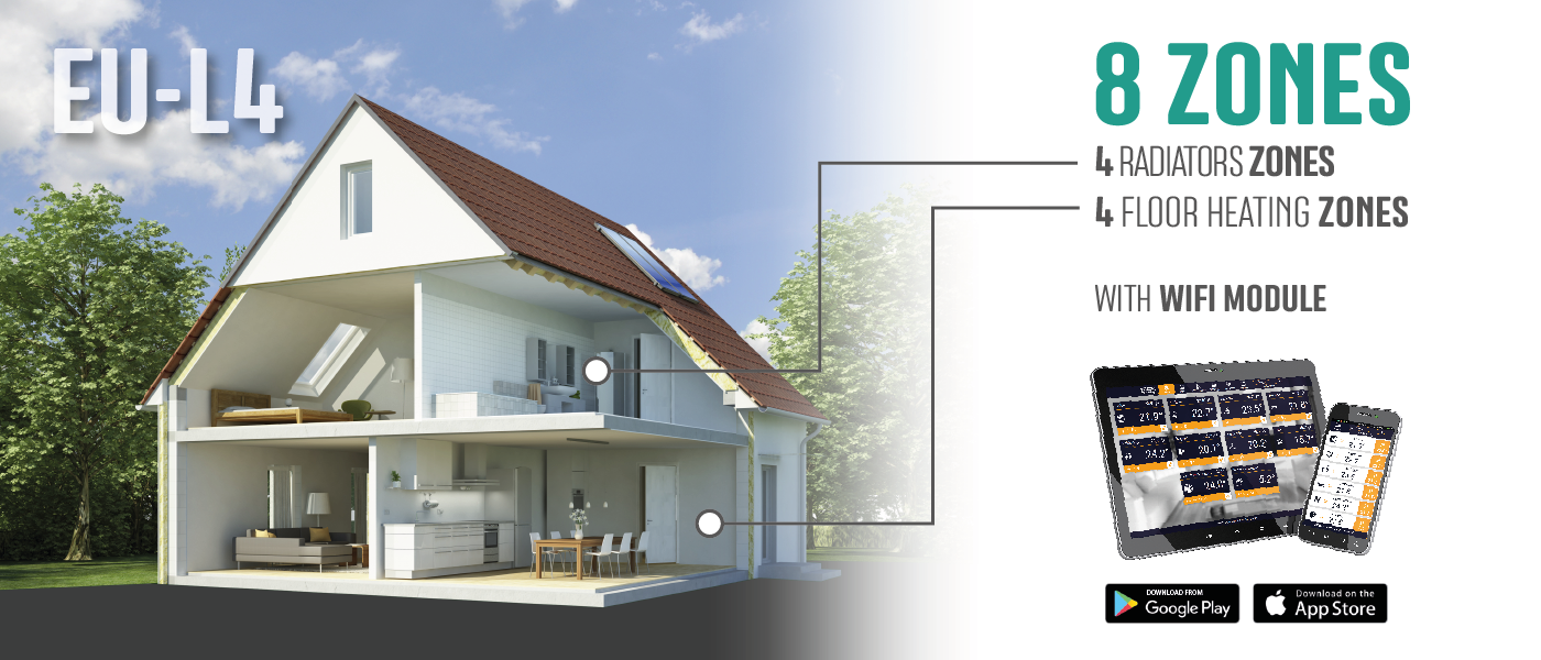 Eu L 4 Wi Fi Wireless Wired Controller For Thermostatic Actuators Wifi Module Included Tech Sterowniki