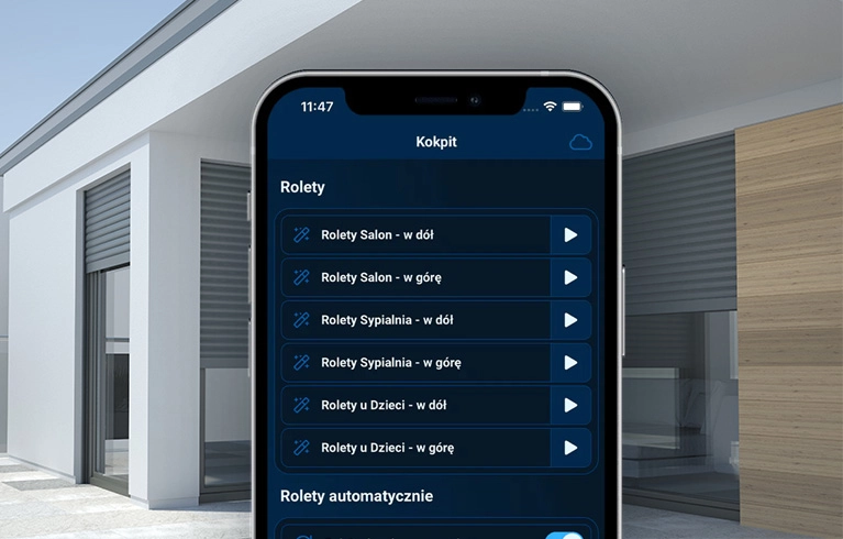 Open and close the roller shutters in particular rooms at a predefined time