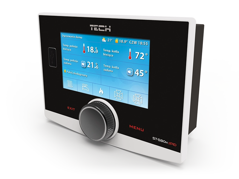 Контроллера для твердотопливных котлов с автоматической подачей топлива - ST-580 zPID